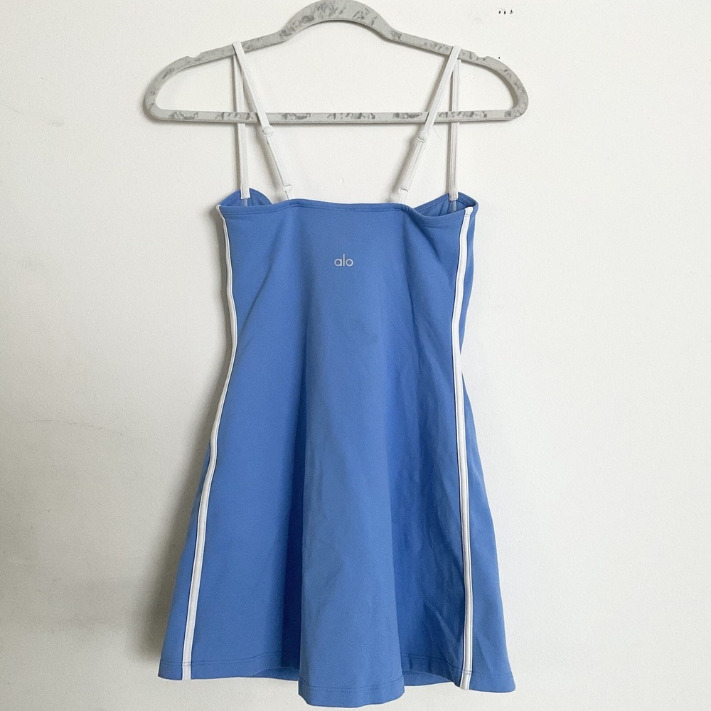 Alo Yoga Airbrush Streamlined Dress Crystal Clear Blue/White Small - Picture 8 of 8